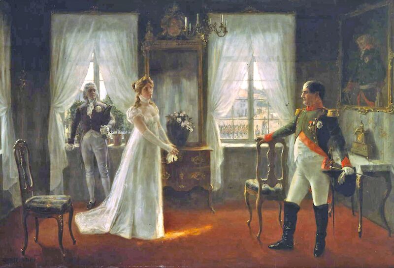 Rudolf Eichstädt, Königin Luise von Preußen begegnet Napoleon Bonaparte am 6.7.1807 in Tilsit, um 1895 © Ostpreußisches Landesmuseum